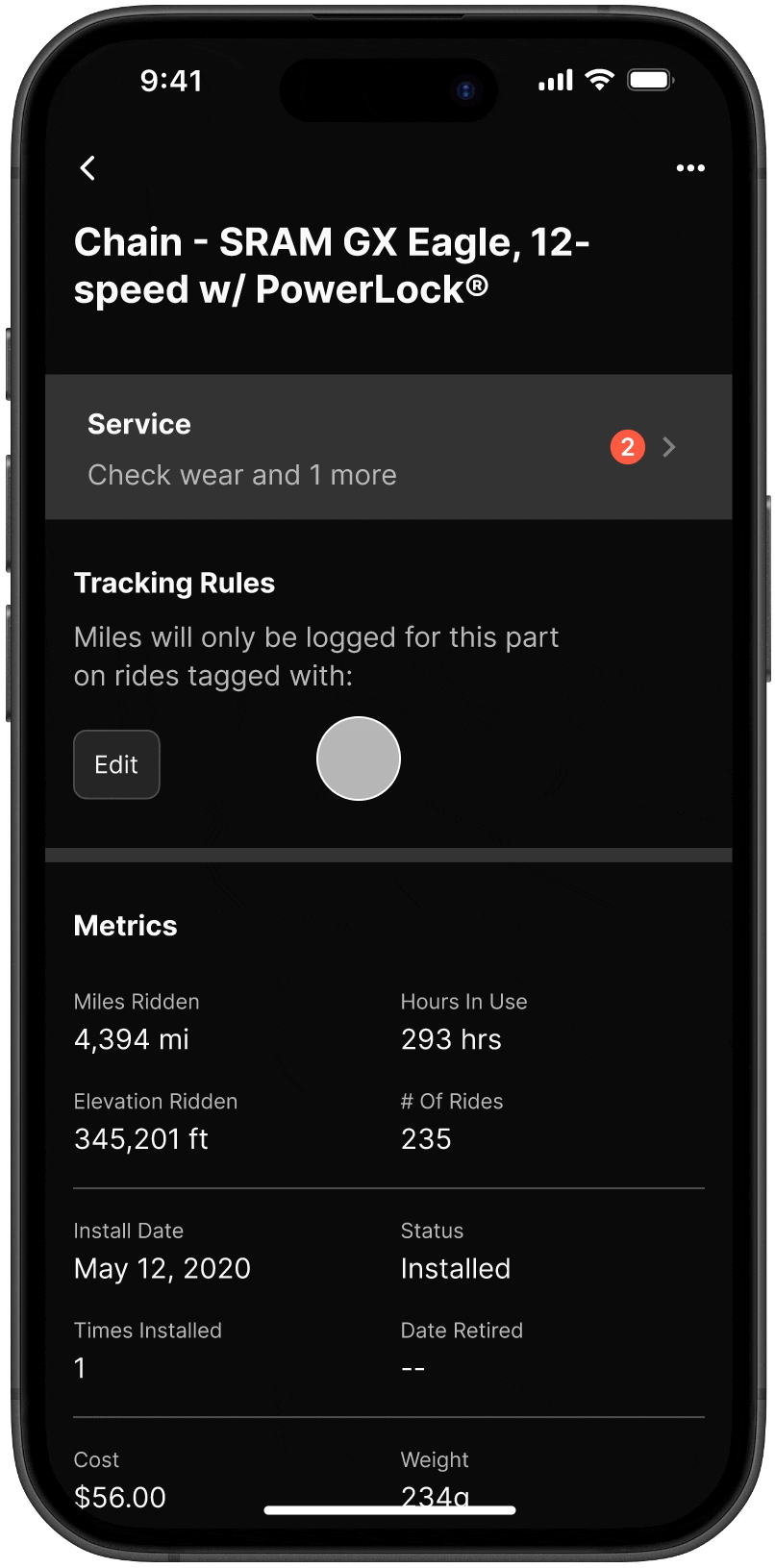 Tracking rules setup
